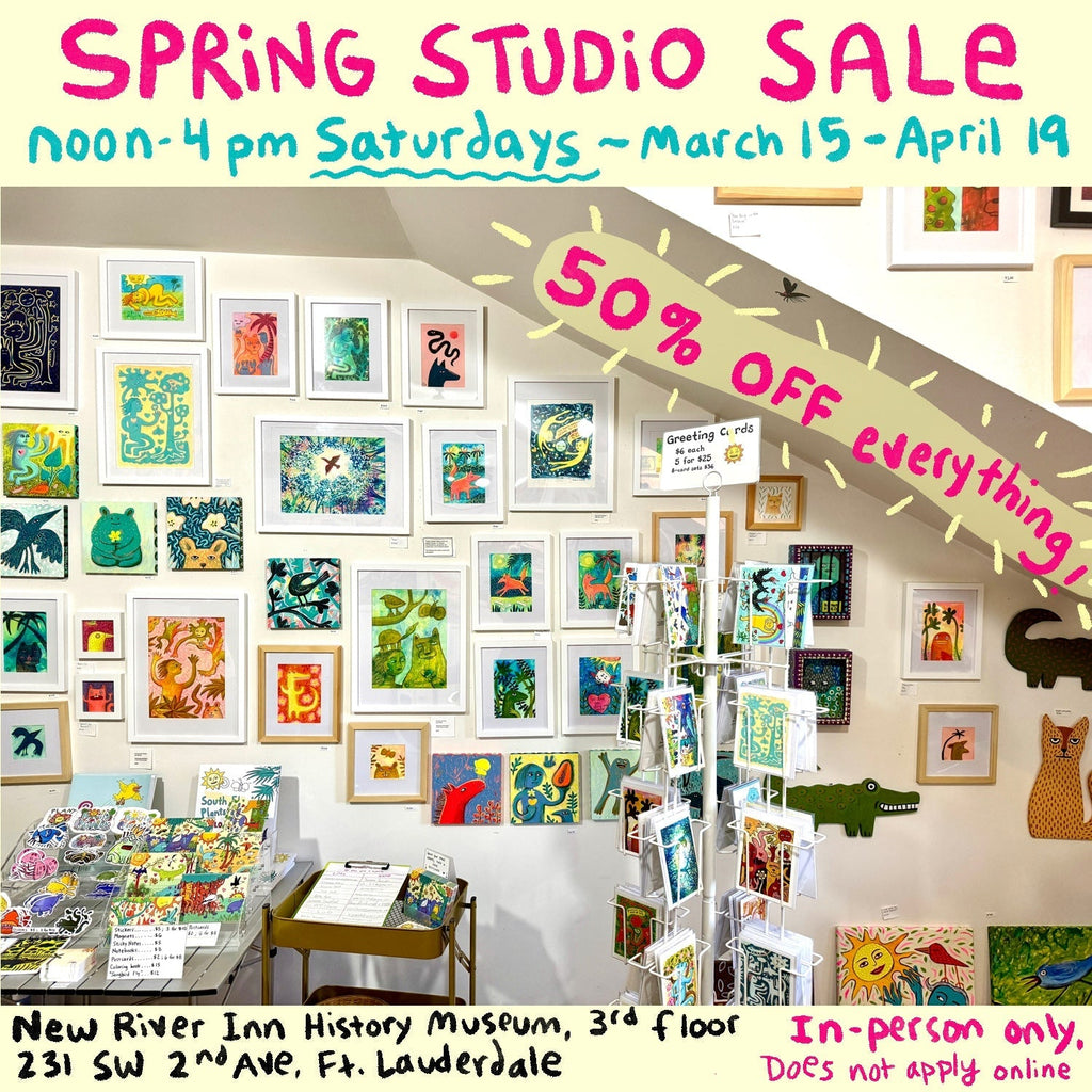 Noon-4pm Saturdays March 15-April 19: Spring Studio Sale -- 50% off!