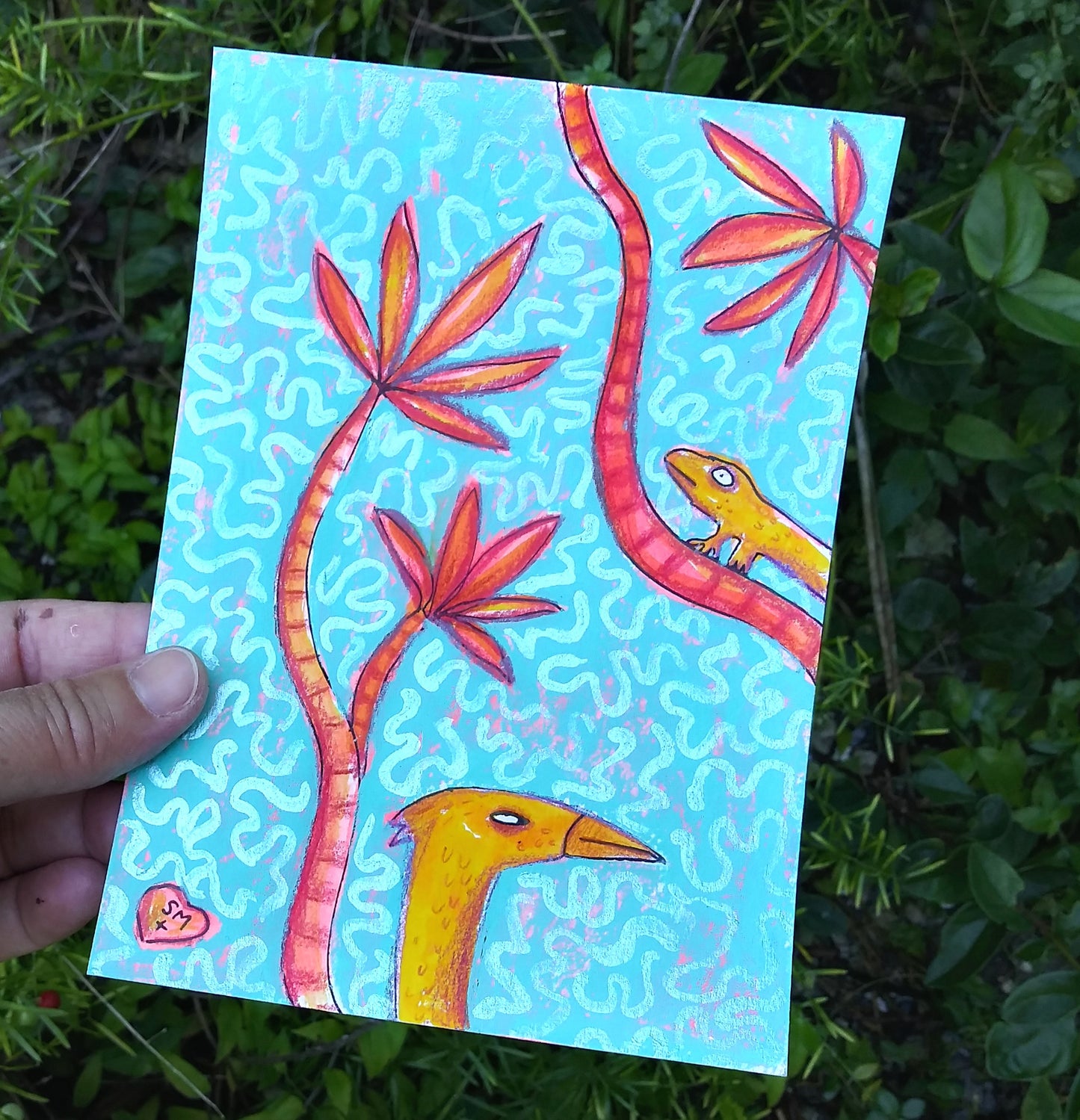 Orange Bird + Lizard