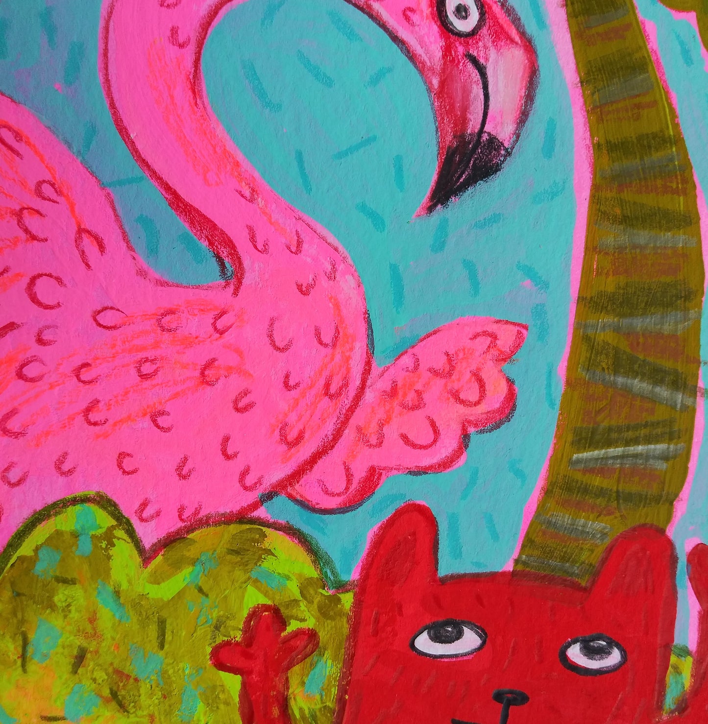 Flamingo + Squirrel + Palm Tree