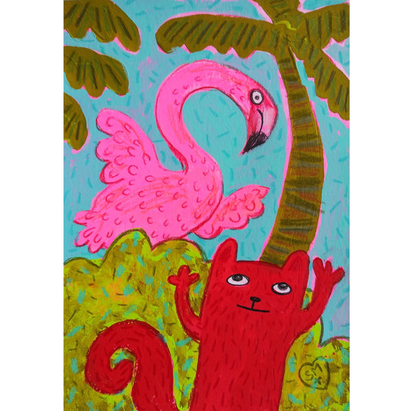 Flamingo + Squirrel + Palm Tree