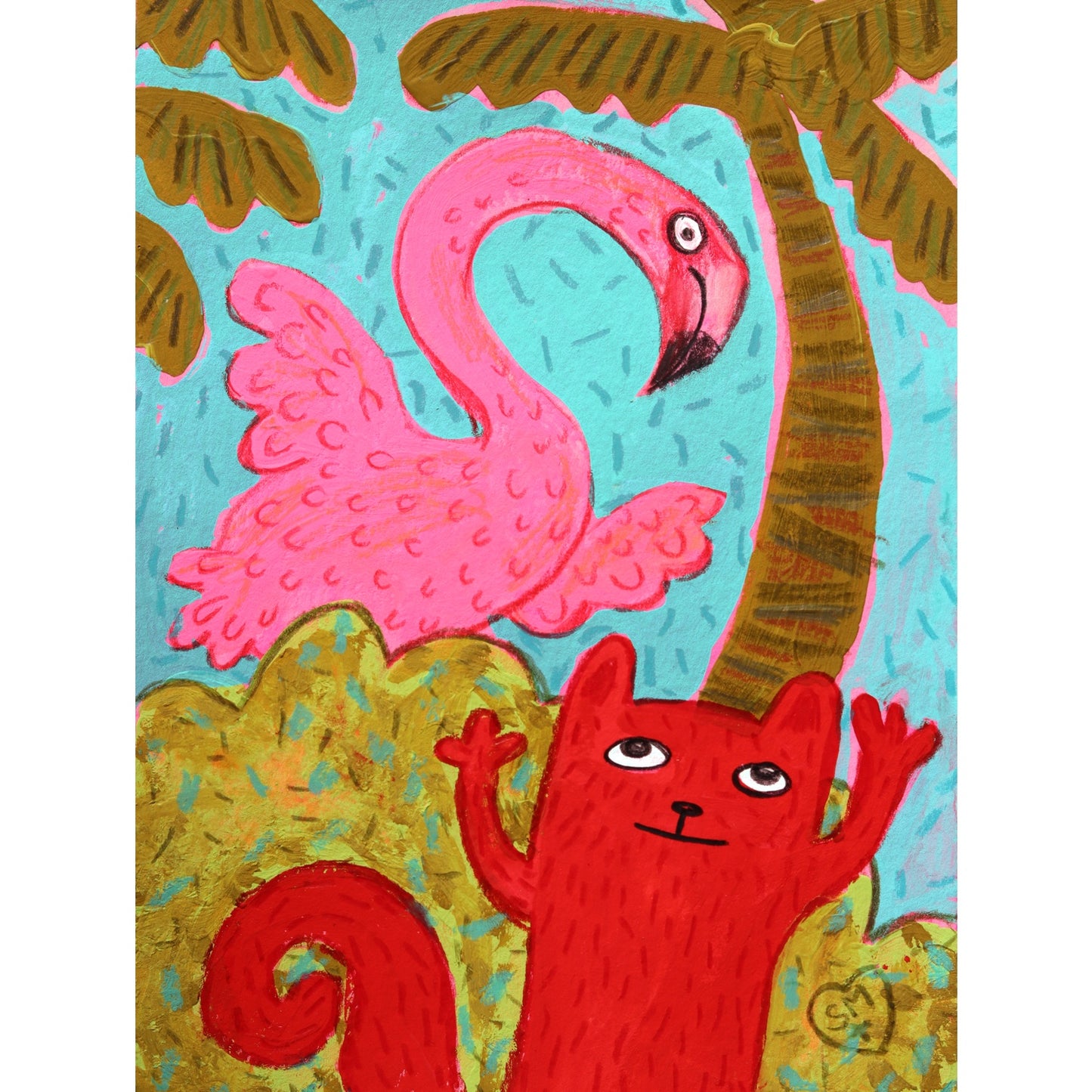 Flamingo + Squirrel + Palm Tree