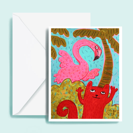 Flamingo + Squirrel + Palm Tree